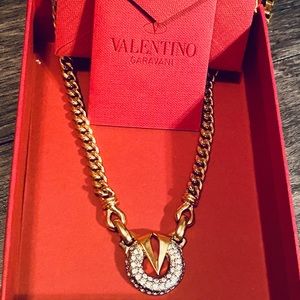 Authentic Valentino Cuban-link Diamanté Collar Necklace